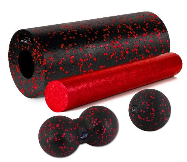 Массажный набор PowerPlay PP-4015 EPP Foam Roller Set 4в1 Черно-красный (60806)