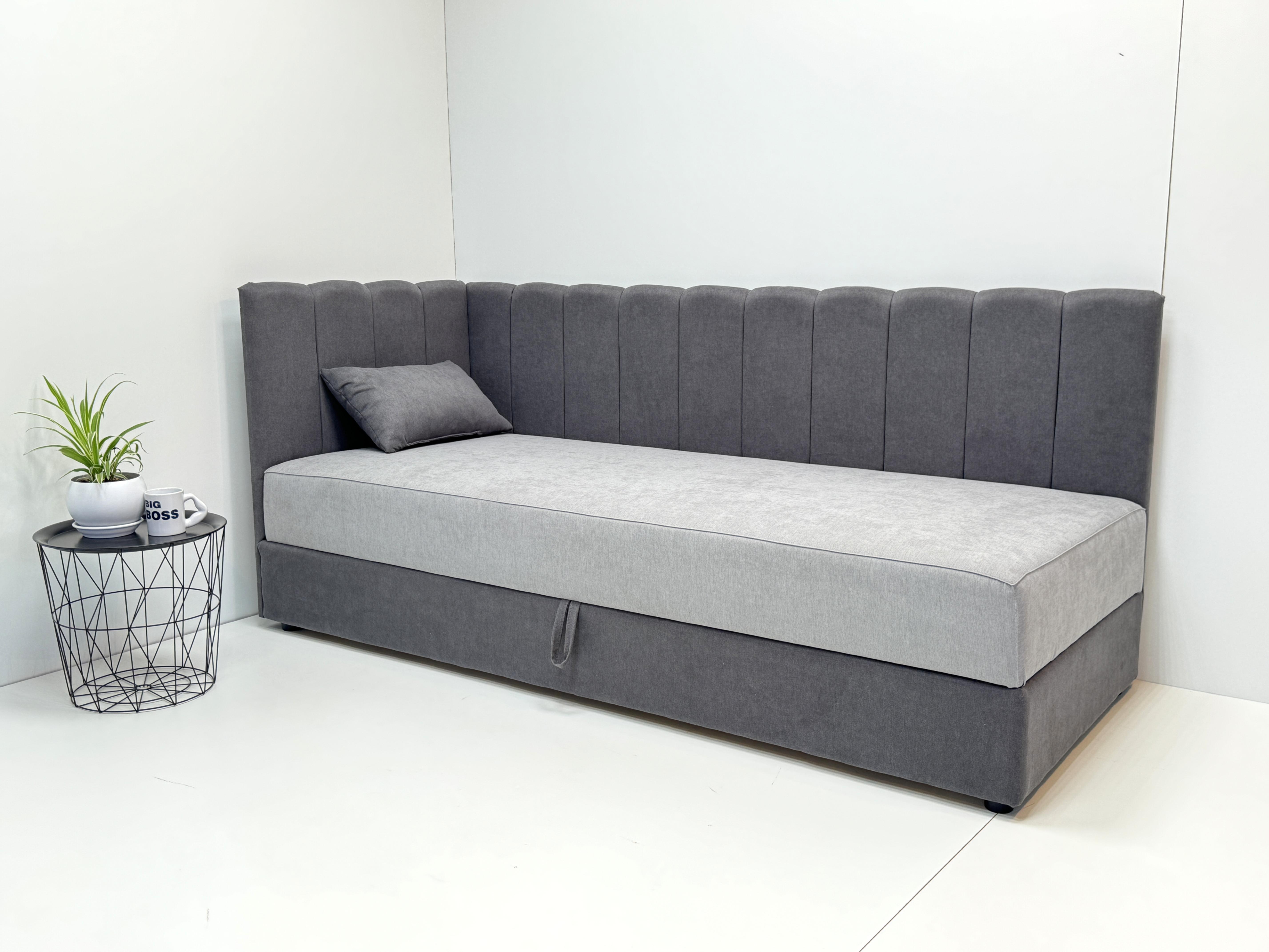 Кровать односпальная с матрасом Грета 205х85 см Серый