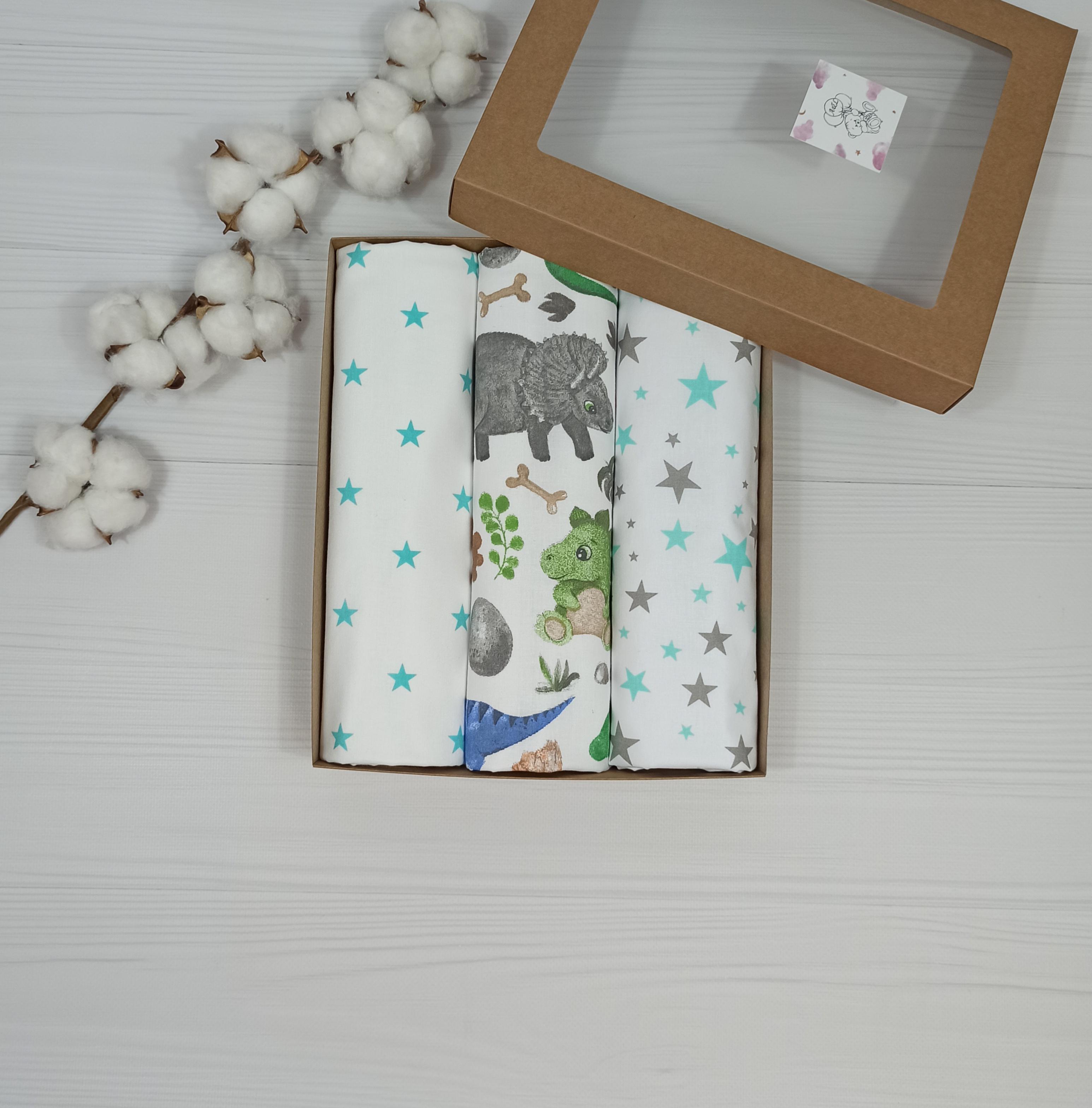 Пеленки детские a.l.babybox Дино 50х80 см 3 шт. Разноцветный (NA 18169975)