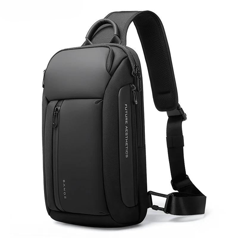 Рюкзак однолямочный через плечо Bange BG-7566 7л Сумка-слинг с USB-разъемом Black (19367)