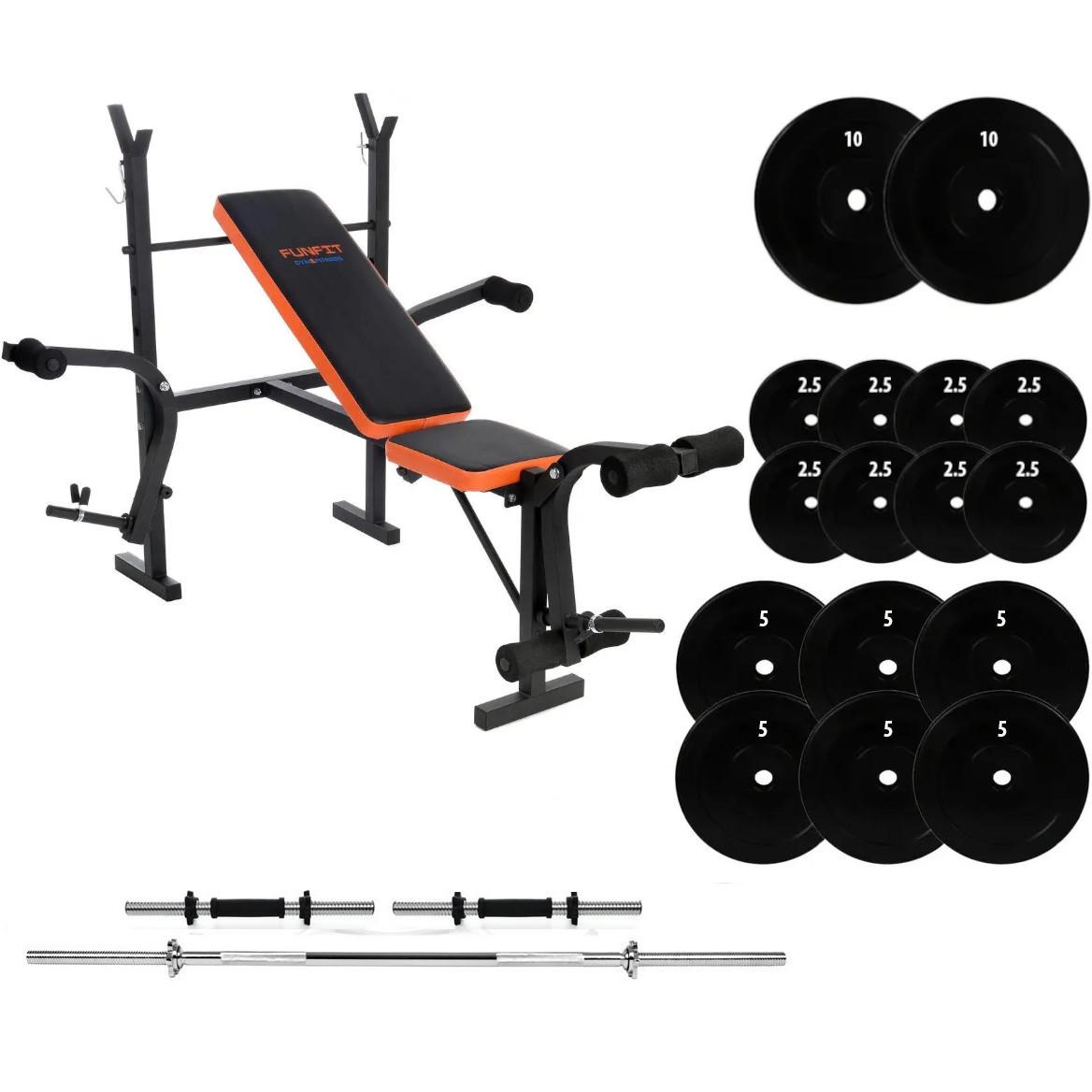 Лавка FUNFIT зі штангой та ганталями розбірні 82 кг (FF82)