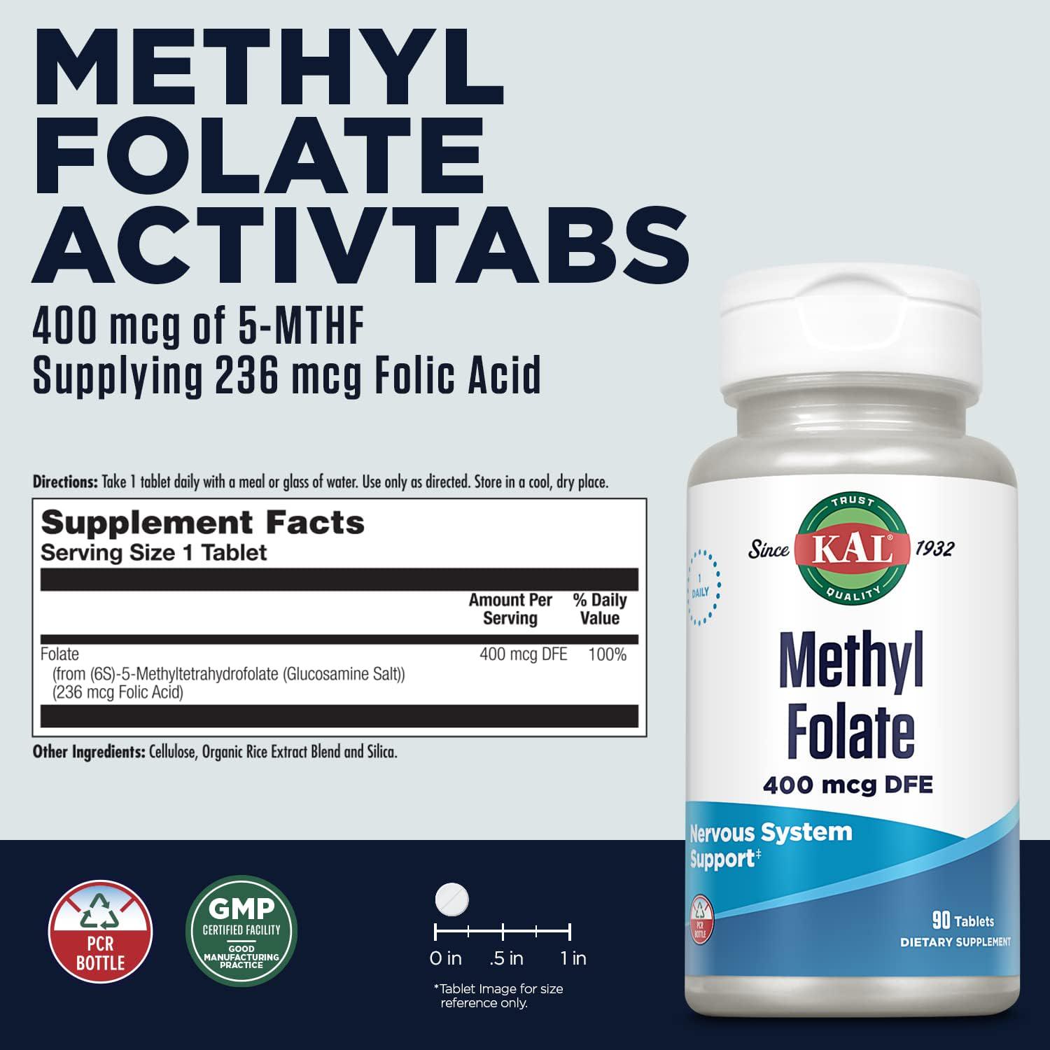 Метилфолат KAL Methyl Folate 400 mcg DFE 90 таблеток - фото 2