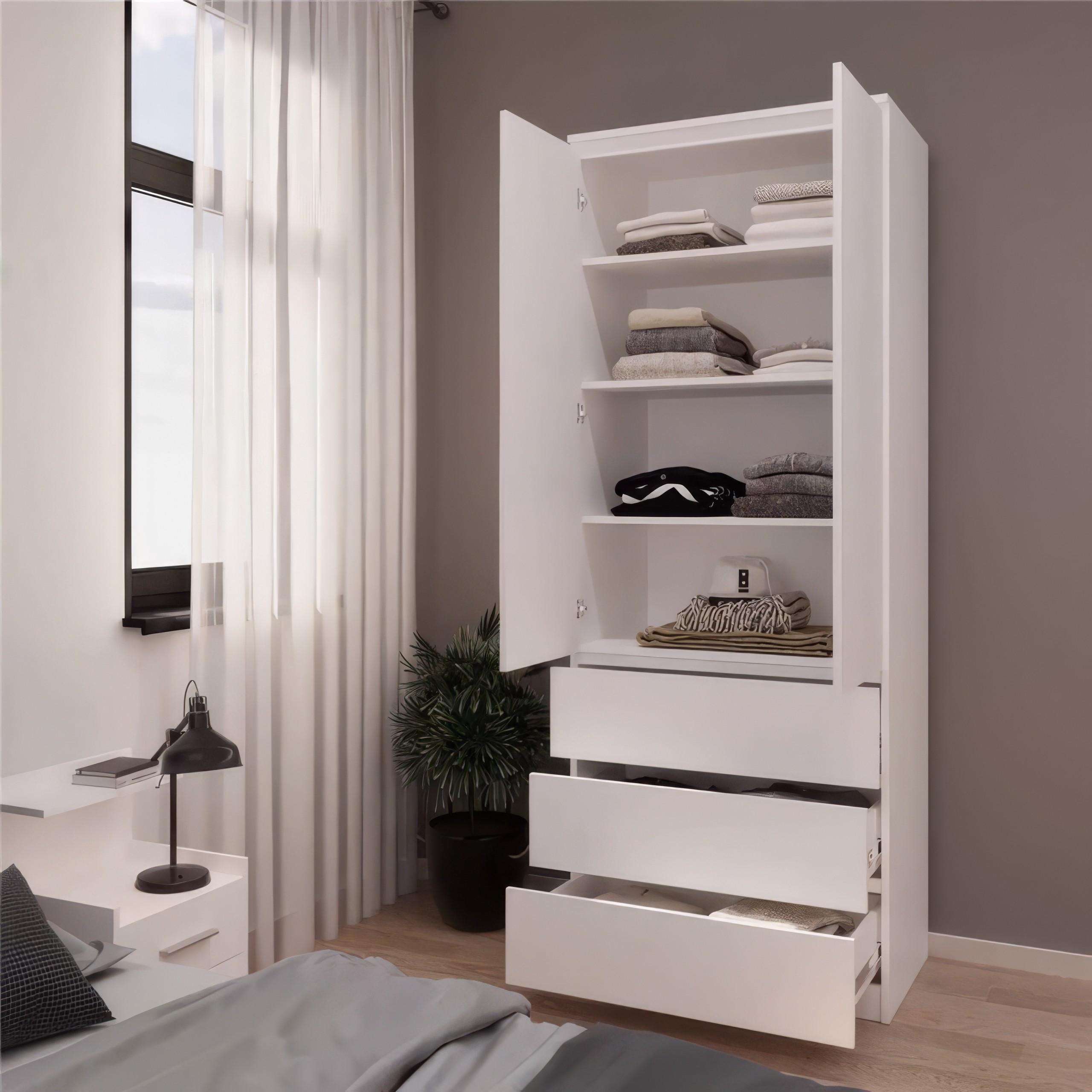 Шафа з полицями та шухлядами T-210 803х502х2117 мм Білий - фото 1 Шафа з полицями та шухлядами T-210 803х502х2117 мм Білий - фото 1