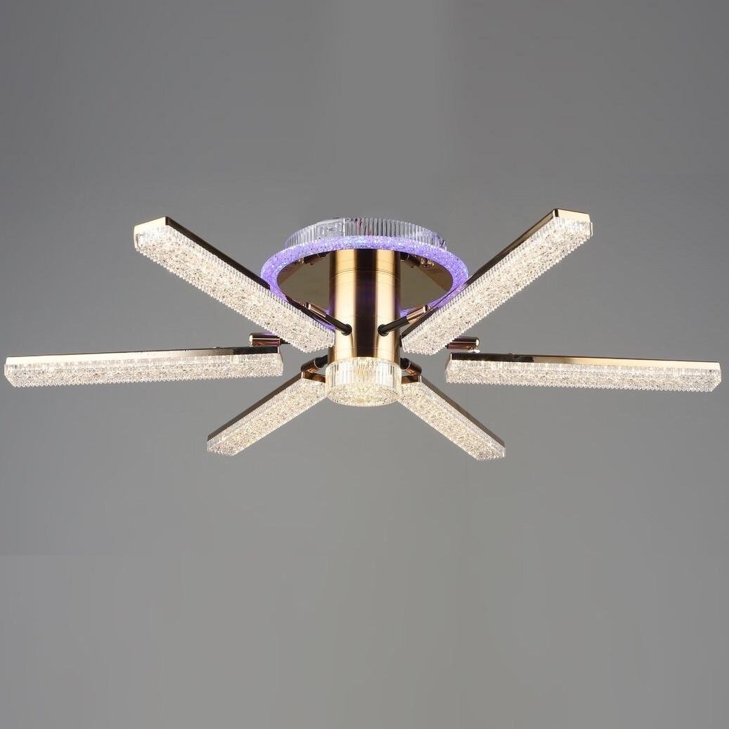 Люстра светодиодная Sirius с подсветкой 76W 3000-6500К Золотой (B YH1005/6 GD+BK 76W)