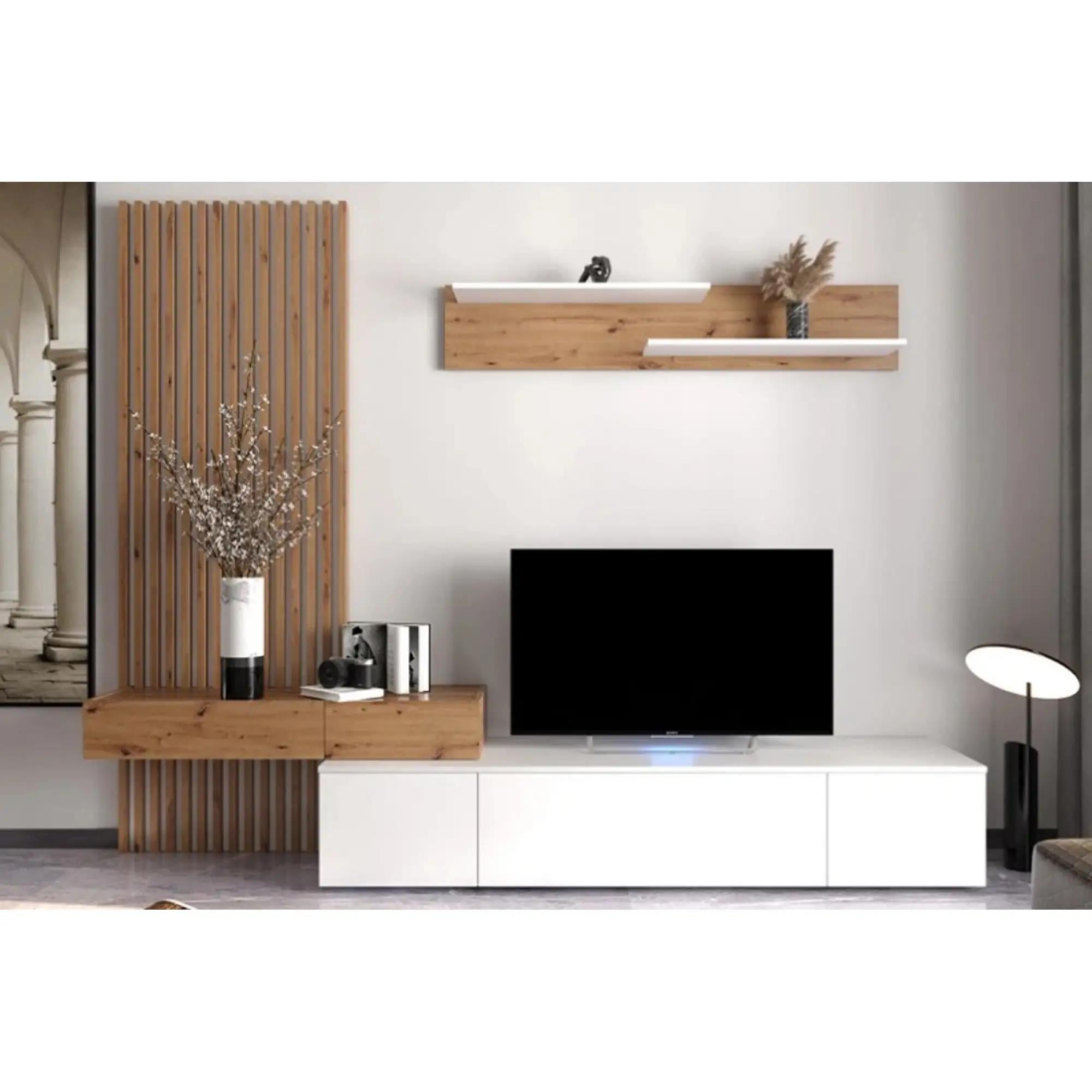 Стенка для гостиной модульная Гербор Ребека плюс Дуб артизан/Нимфея альба (GRB-1921)