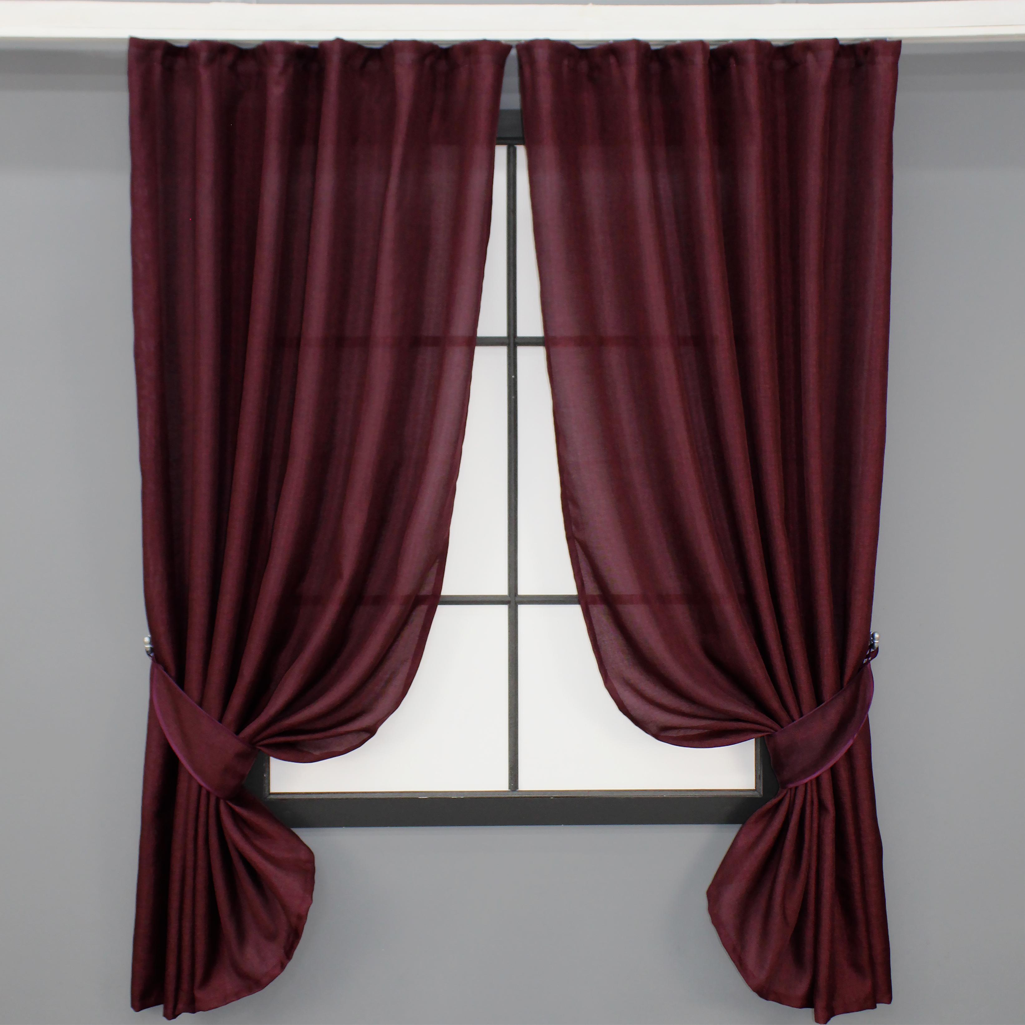 Комплект коротких штор VR-Textil Лен Мешковина № 112ш 130х170 см 2 шт. Бордовый (35-0128)
