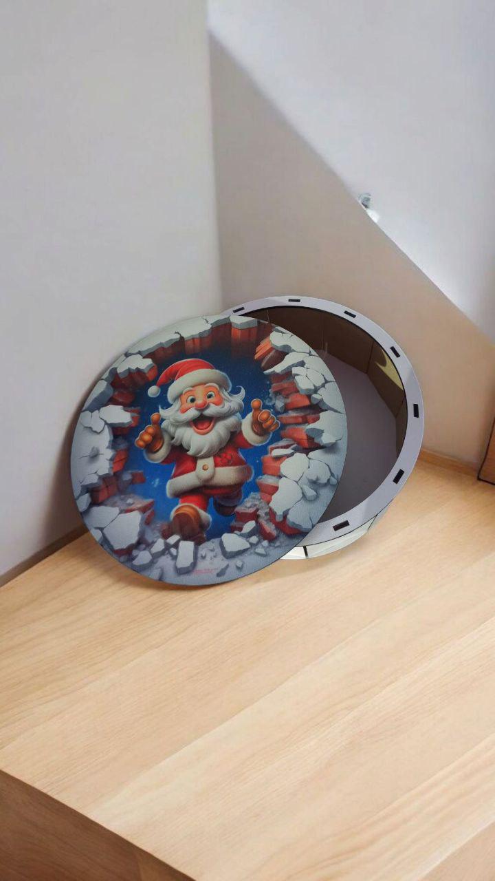 Подарочная коробка/бокс детям на Новый год деревянная для сладостей d 20 см (29404699) - фото 4