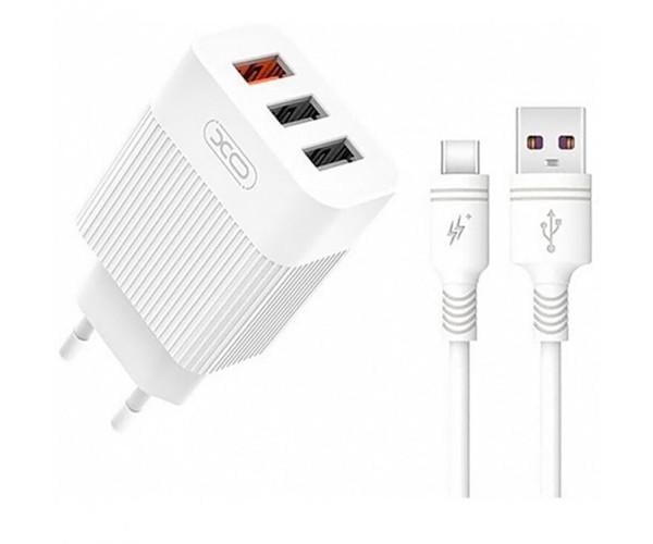 Устройство сетевое зарядное L72 QC3.0 3USB/3A/USB Type-C 100pc White