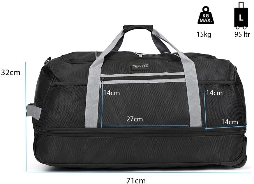 Сумка дорожная на колесах TravelZ Wheelbag Doubleloader foldable Black (603096) - фото 3