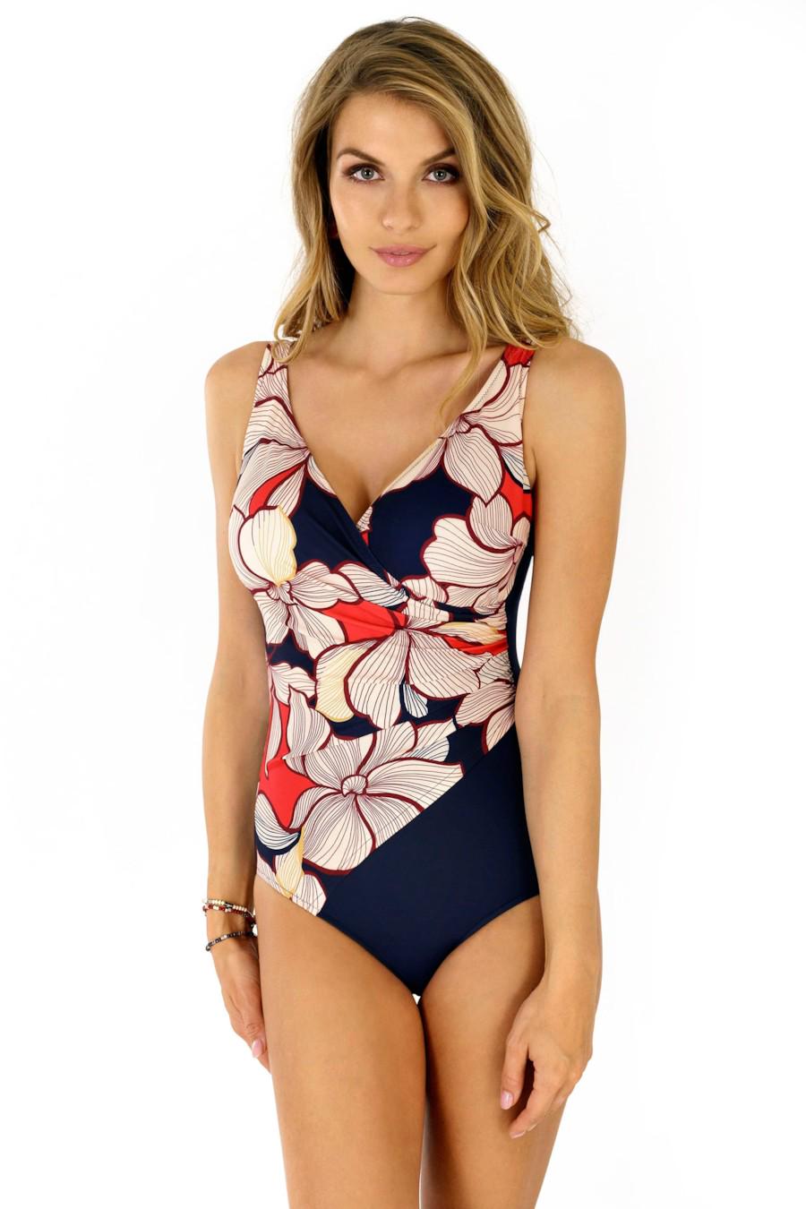 Купальник слитный с уплотненной чашкой Rosme 52G/3XL Сине-бежевый (57848)