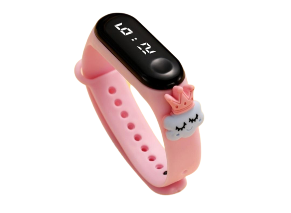 Часы электронные детские сенсорные с 3D браслетом Тучка водонепроницаемые Розовый (1000055)