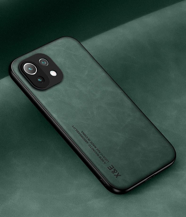 Кожаный чехол XnE Xiaomi Mi 11 Lite 5G с металлической вставкой Green (34264-08)