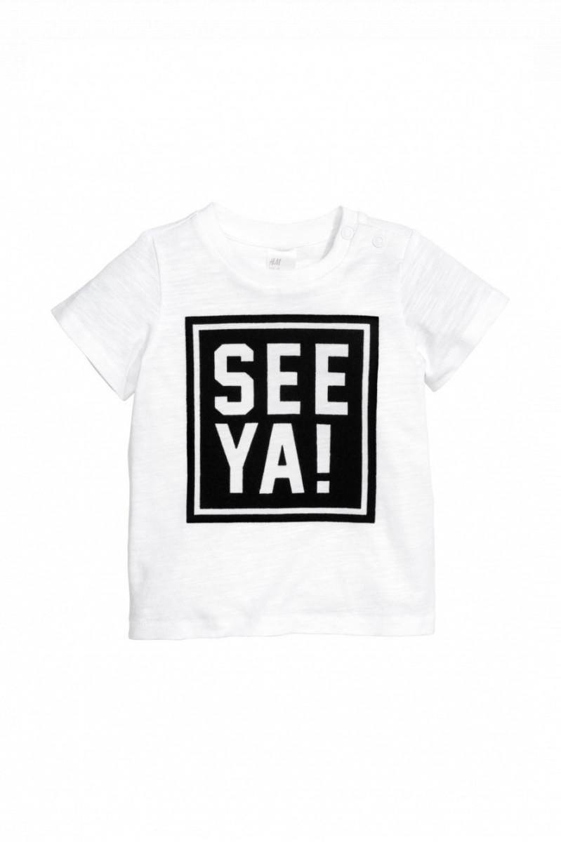 Футболка хлопковая для мальчика H&M 0495327 с принтом 074 см 6-9 месяцев Белый (75580)