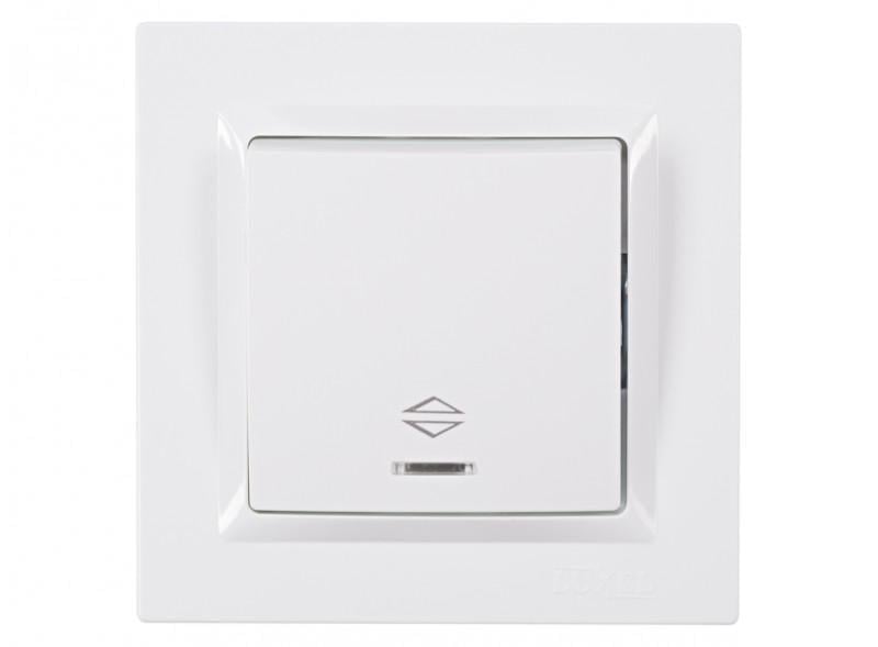 Выключатель одноклавишный проходной Luxel JAZZ 9016 с подсветкой Белый (27551906)