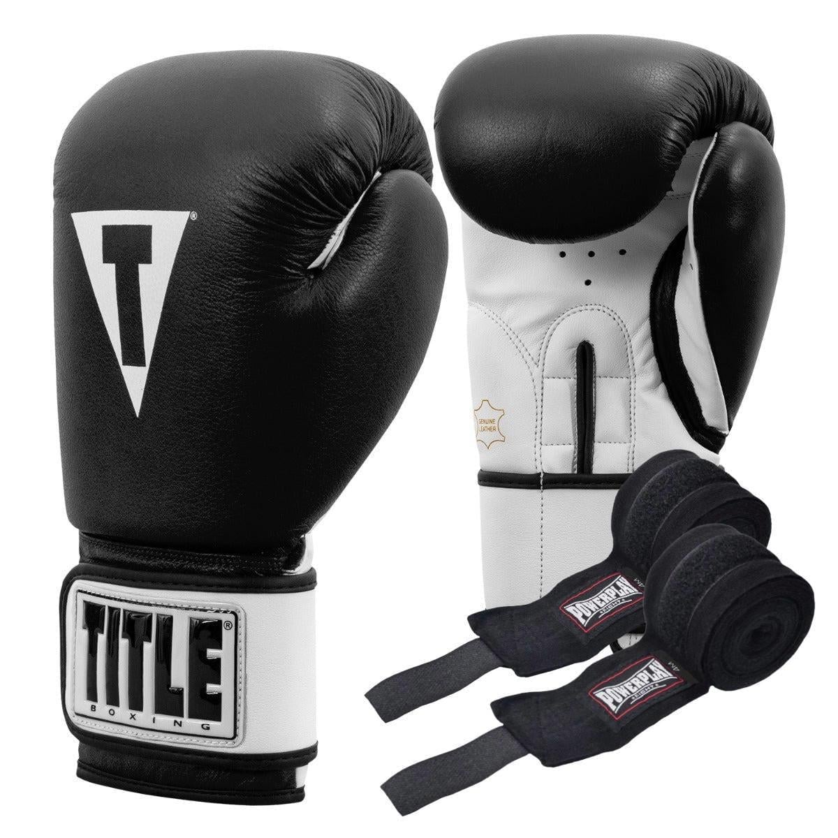 Боксерские перчатки TITLE Premier Leather 14 oz бинты 4 м в комплекте L Black/White (3070041618) Боксерские перчатки TITLE Premier Leather 14 oz бинты 4 м в комплекте L Black/White (3070041618)