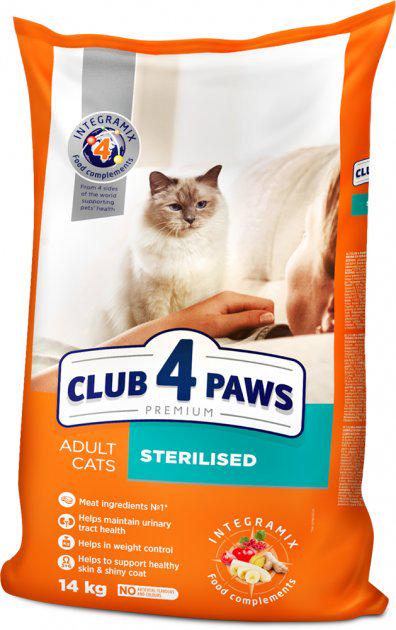 Сухий корм Клуб 4 Лапи повнораціонний для кастрованих котів та стерилізованих кішок 14 кг