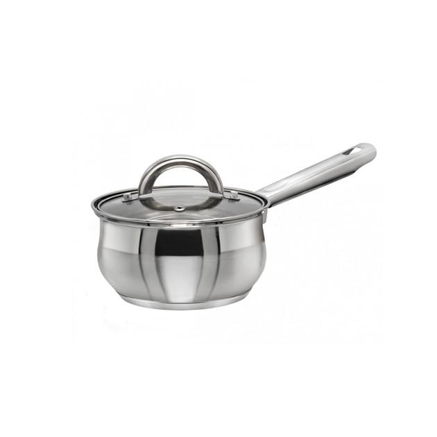 Ковш из нержавеющей стали со стеклянной крышкой 1,3 л ø 15 см