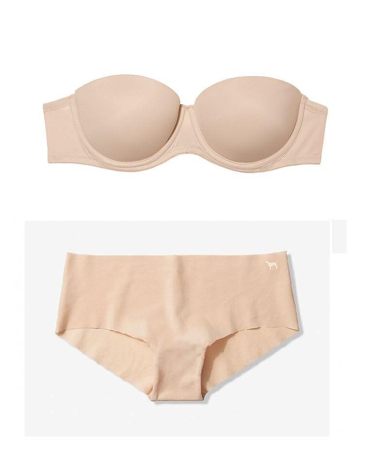 Комплект нижнего белья Victoria's Secret 337-712 Push-up/слипы 75Е-М Бежевый