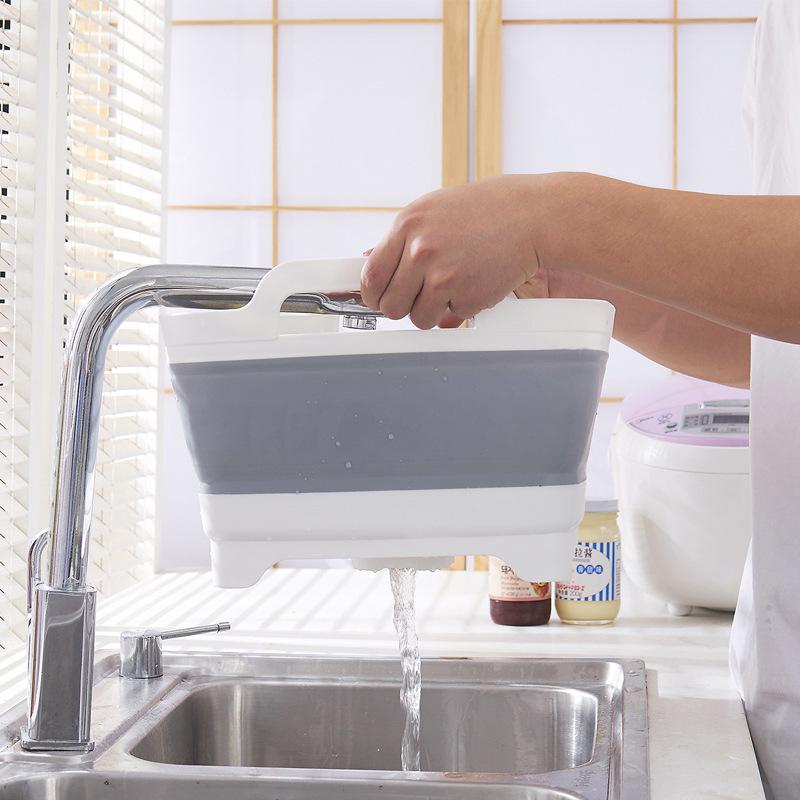 Корзина кухонная складная с клапаном для слива воды 19 л Белая/Серая (ОДКБ-106) - фото 4