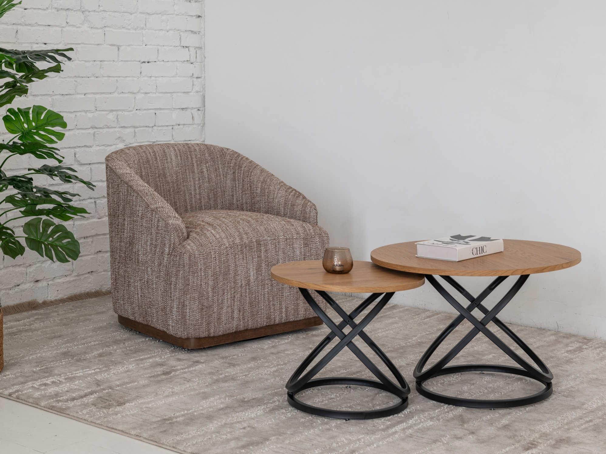 Комплект журнальных столов Vetro Ливио 700х460 мм/500х400 мм МДФ 2 шт. Дуб/Черный (СТ-55) - фото 8 Комплект журнальных столов Vetro Ливио 700х460 мм/500х400 мм МДФ 2 шт. Дуб/Черный (СТ-55) - фото 8