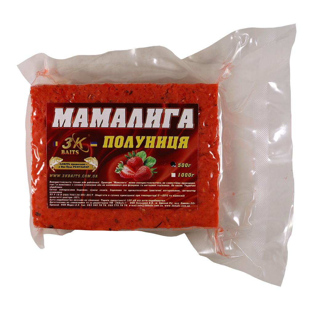 Прикорм 3KBaits Мамалыга 500 г Клубника (3KB1012)