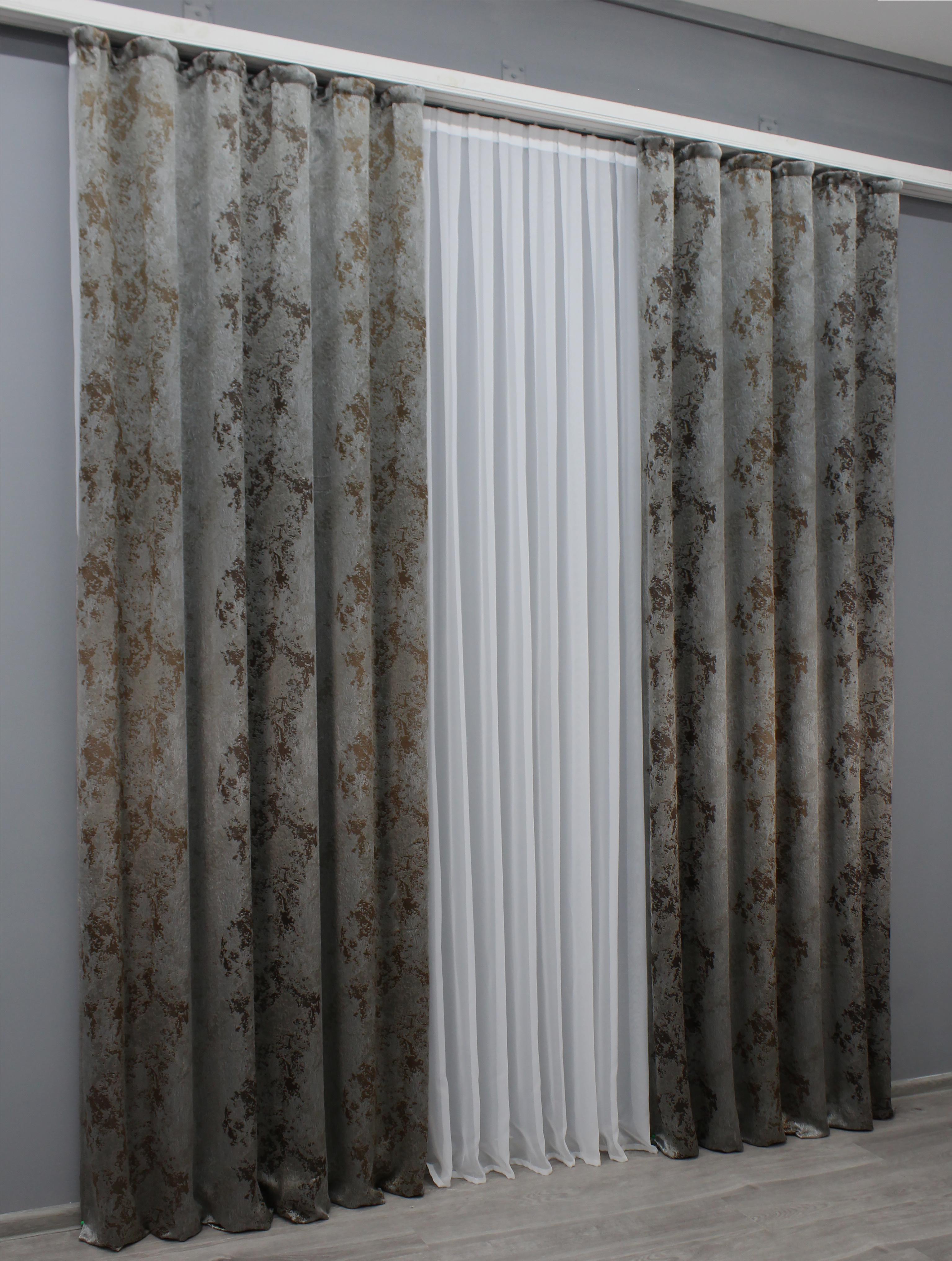 Комплект готовых штор VR-Textil Мрамор Al-7 № 1467ш 150х290 см 2 шт. Серый/Коричневый (33-0329) - фото 4 Комплект готовых штор VR-Textil Мрамор Al-7 № 1467ш 150х290 см 2 шт. Серый/Коричневый (33-0329) - фото 4
