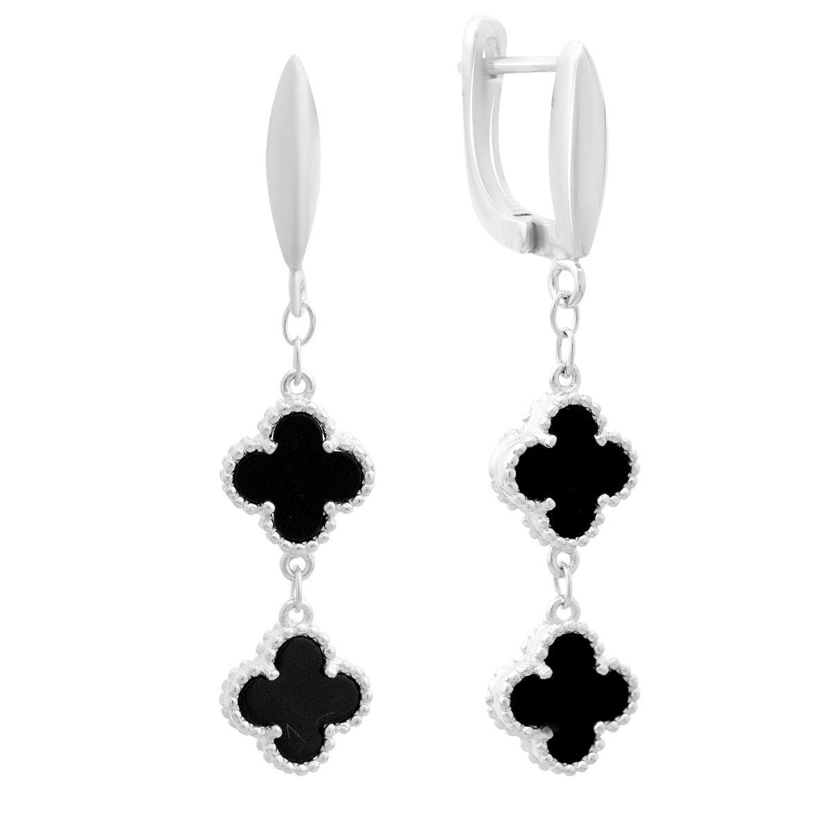 Серебряные серьги с натуральным ониксом (2149491)