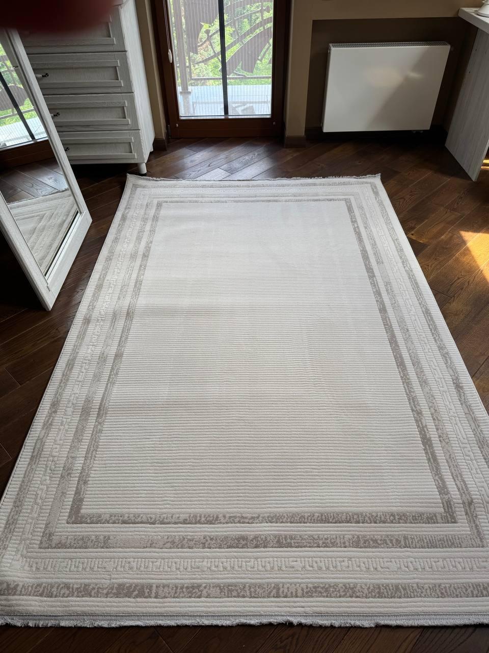 Килим прямокутний для вітальні Абстракція ворс 12 мм 80х150 см Світло-сірий (X0754A)