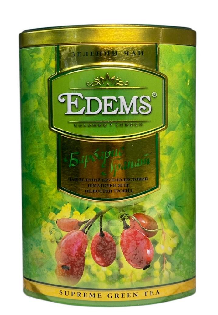 Чай Edems Barberry Garnet зелений Барбарис Гранат зі шматочками ягід та пелюстками троянди у металевій банці 200 г (60679)