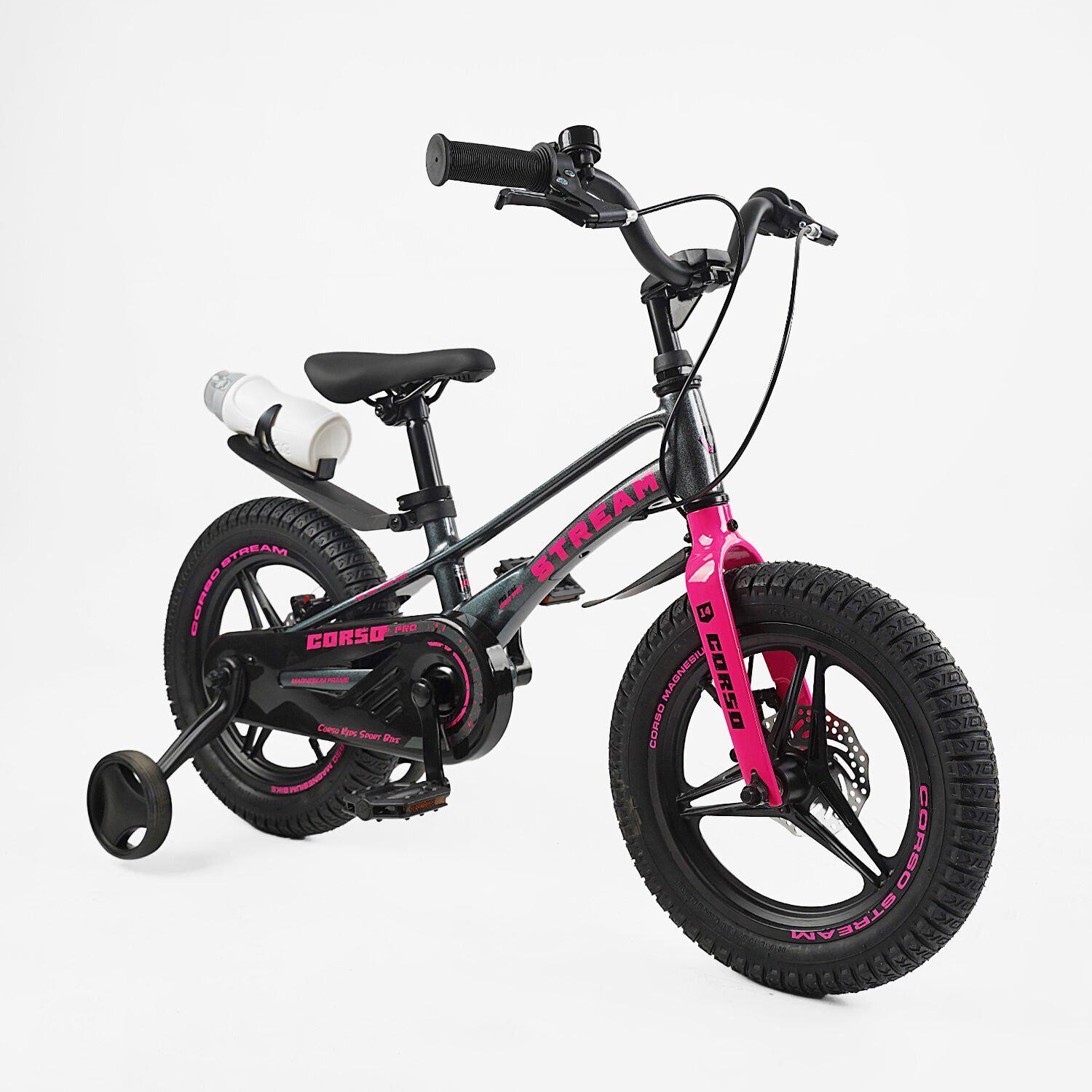 Велосипед детский Corso двухколесный 14" Stream магниевый/литые диски Серый