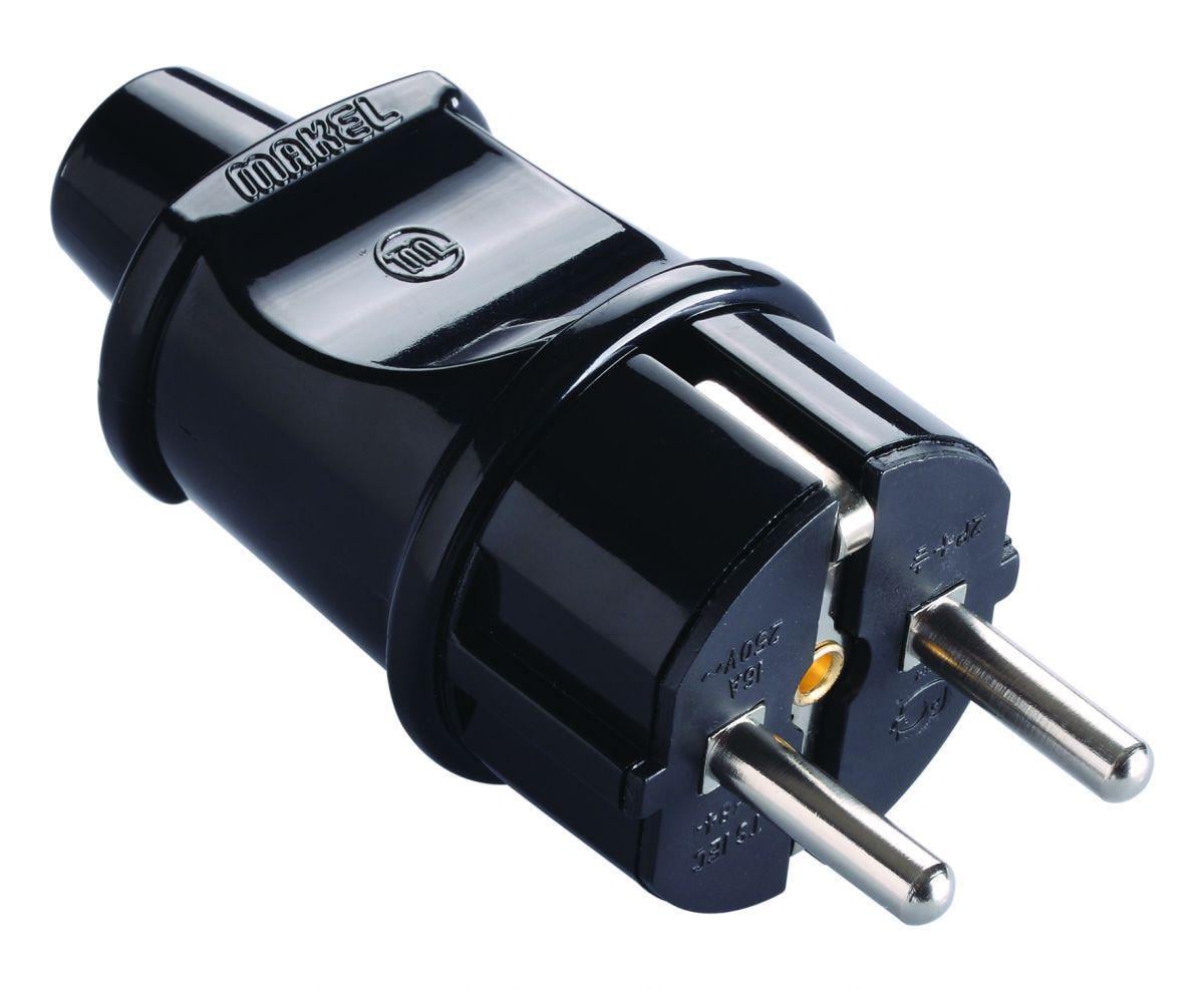 Вилка штепсельная Makel Черный (10052)