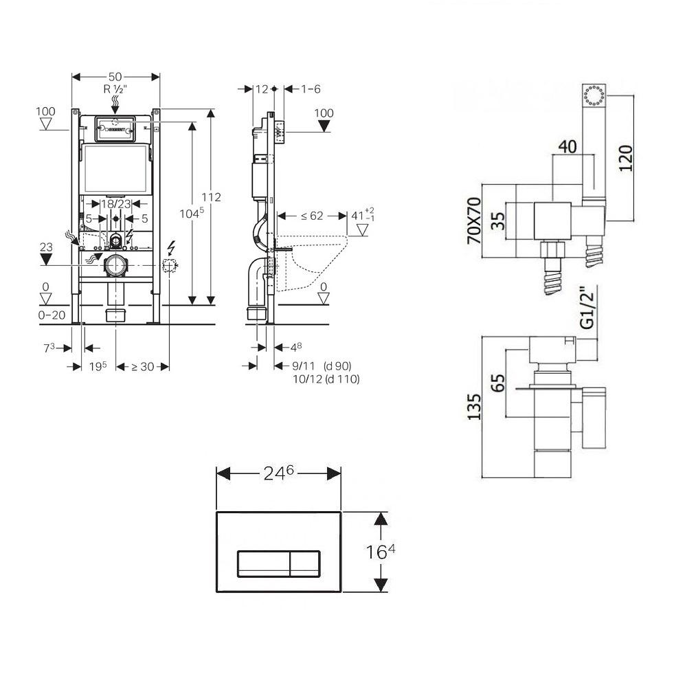 Инсталляционная система для унитаза Geberit 458.126.00.1_115.119.DW1_ZDUP112NO с кнопкой (158197) - фото 2