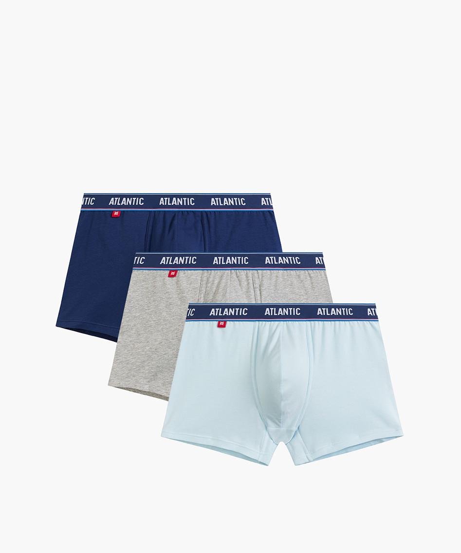 Комплект трусов-боксеров мужских Atlantic 3MH-214 хлопок S 3 шт. Голубой/Серий/Голубой (27565694) Комплект трусов-боксеров мужских Atlantic 3MH-214 хлопок S 3 шт. Голубой/Серий/Голубой (27565694)