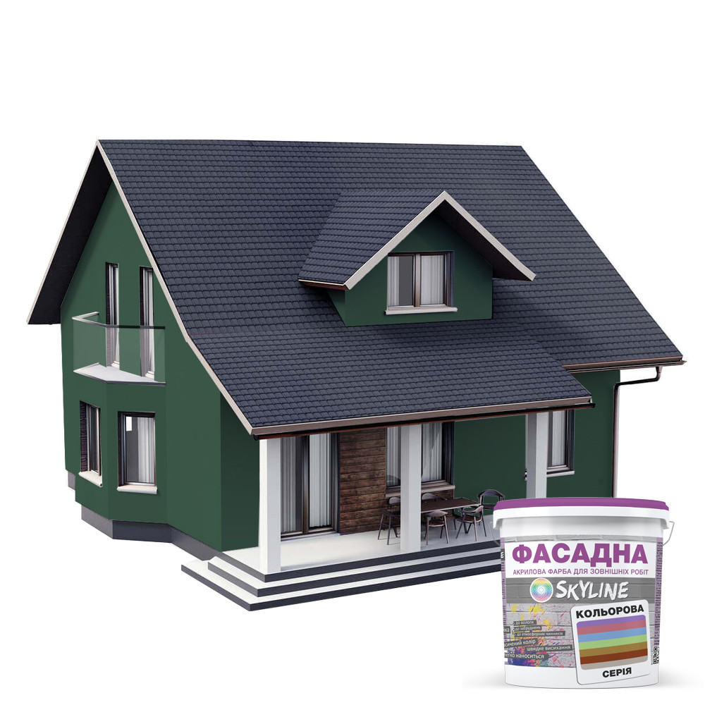 Фарба акрил-латексна фасадна Skyline 6020-G (C) 3 л Хвоя (650c0cd54bc23147a0718b88) - фото 3 Фарба акрил-латексна фасадна Skyline 6020-G (C) 3 л Хвоя (650c0cd54bc23147a0718b88) - фото 3