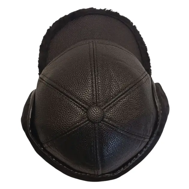 Шапка-кепка мужская кожаная на меху One Size 56-58 см Черный (30230791) - фото 5 Шапка-кепка мужская кожаная на меху One Size 56-58 см Черный (30230791) - фото 5
