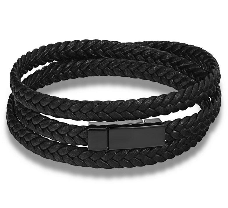 Браслет чоловічий шкіряний Primo Long Rope з магнітною застібкою Black (1017221594)