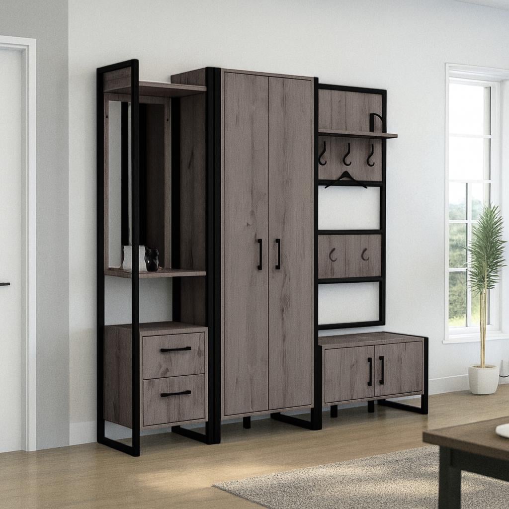 Прихожая в коридор ТЕБЕ ШО Остин ПЛ/1 с зеркалом 2180x350x1900 мм Хортица