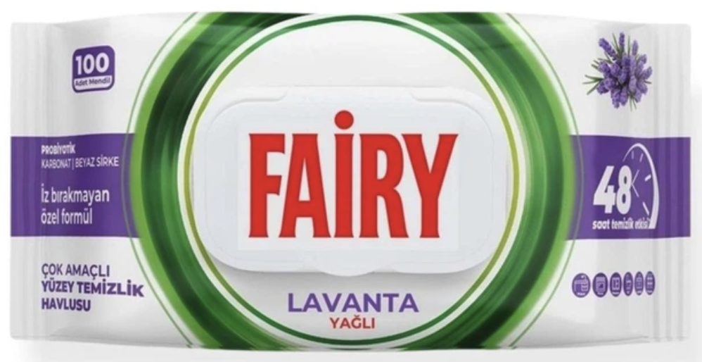 Салфетки от жира и грязи Fairy Power Лаванда с активным кислородом/содой/уксусом универсальные 100 шт.