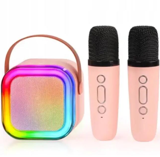 Колонка Bluetooth K12 Led з двома бездротовими мікрофонами Рожевий - фото 5 Колонка Bluetooth K12 Led з двома бездротовими мікрофонами Рожевий - фото 5