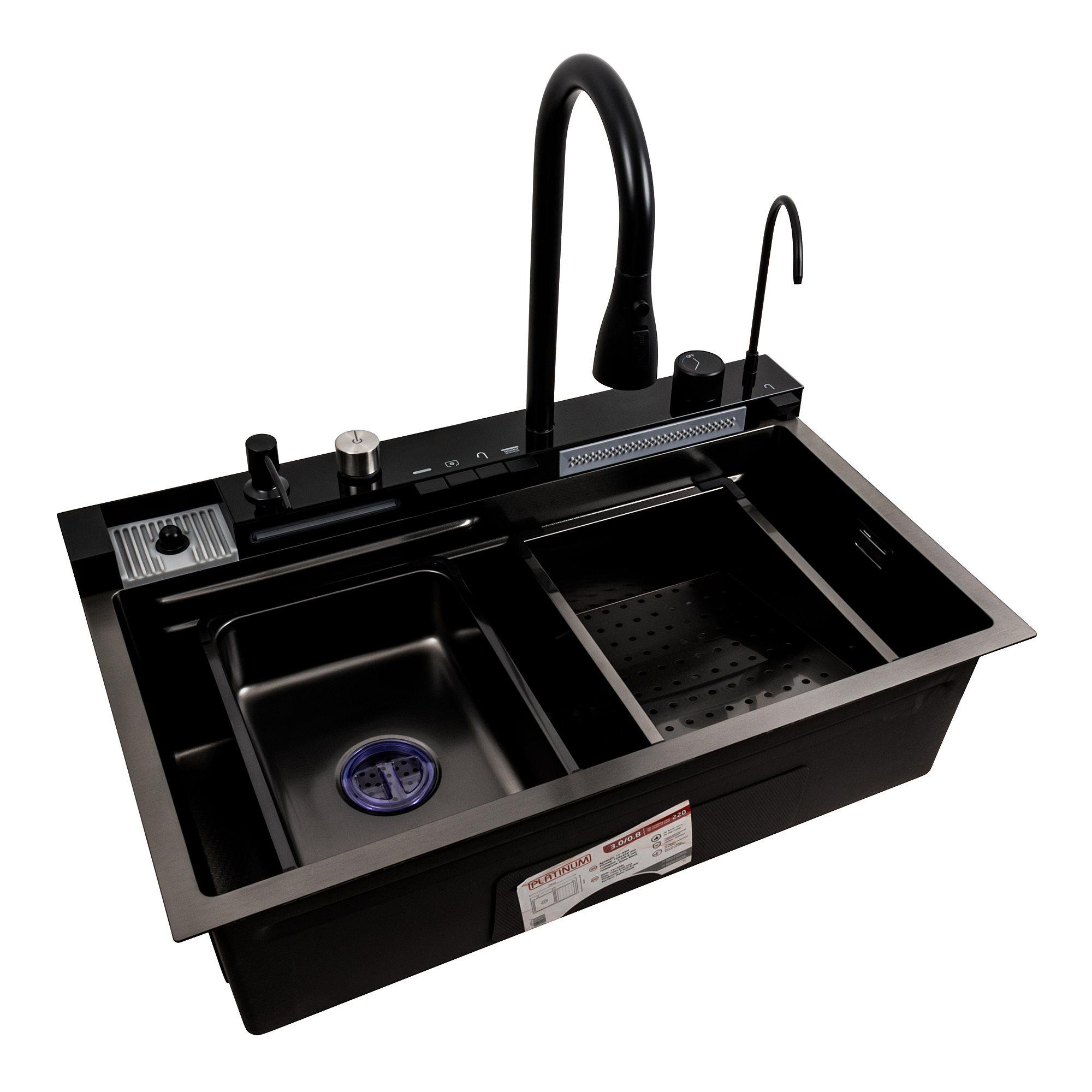 Мийка кухонна Platinum Handmade Водоспад 75x45М PVD Чорний (000041326) - фото 9 Мийка кухонна Platinum Handmade Водоспад 75x45М PVD Чорний (000041326) - фото 9