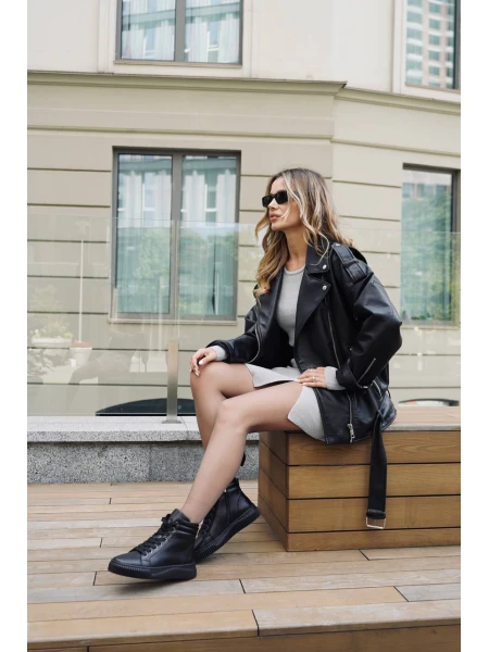 Кеди жіночі шкіряні високі р. 36 23,5 см Чорний - фото 7 Кеди жіночі шкіряні високі р. 36 23,5 см Чорний - фото 7