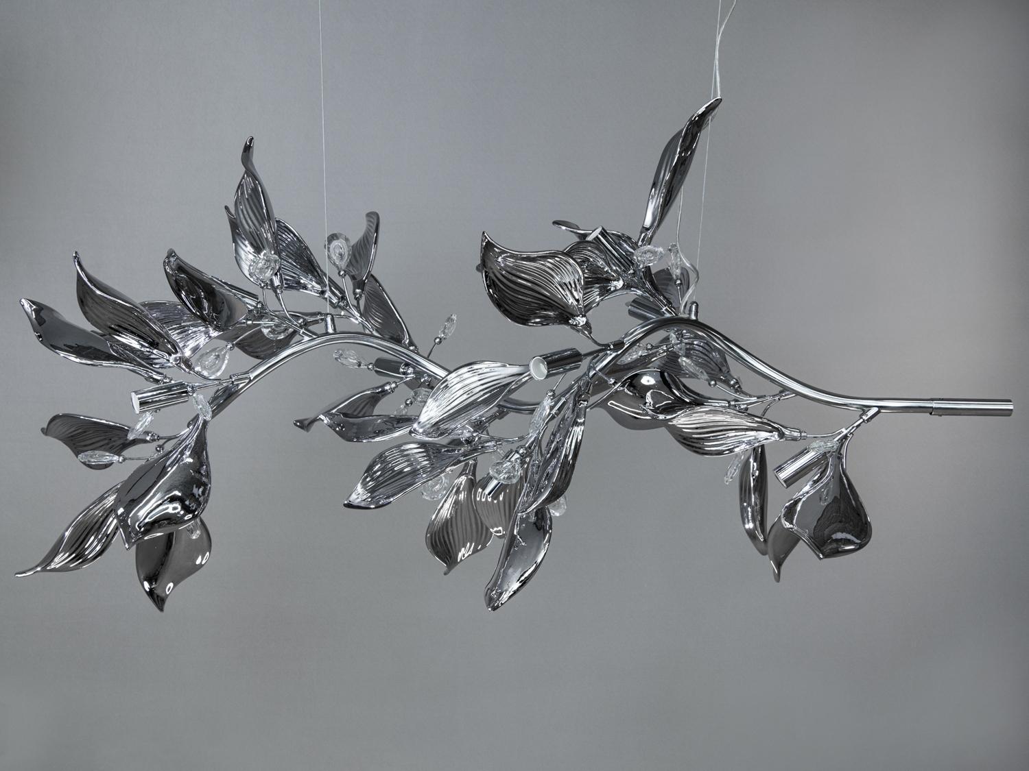 Люстра Diasha с фарфоровыми элементами на 12 ламп Хром (7229-12PL HR)