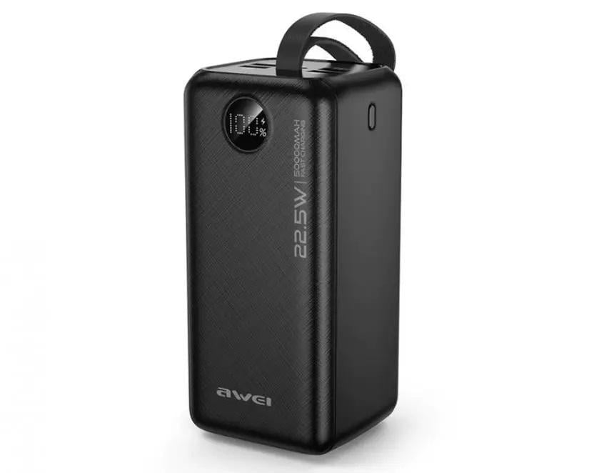 Портативное зарядное устройство Awei P114K 50000 mAh 22,5W Type-C USB Black