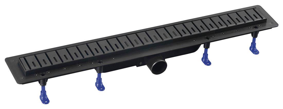 Трап с решеткой Polysan Klaver L-810 DN50 из нержавеющей стали Черный мат (73731B)