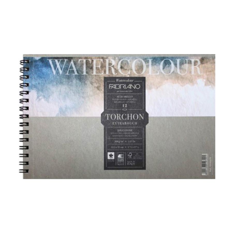 Альбом для акварели Fabriano Watercolour Torshon на спирали 25% хлопок 300 г/кв. м 12 л. А4 Белый (19100280)