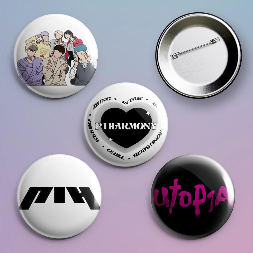 Значки на рюкзак с принтом K-pop P1Harmony 4 шт.
