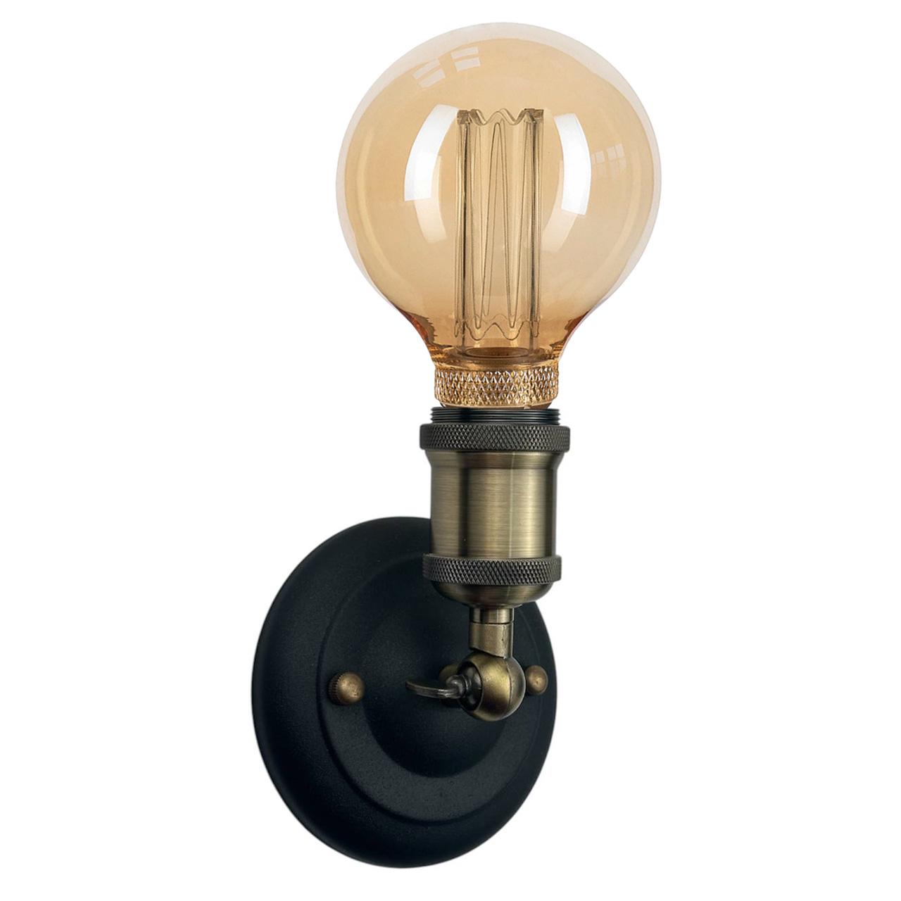 Бра в стиле лофт Vintage без плафона с поворотным шарниром и патроном Бронза