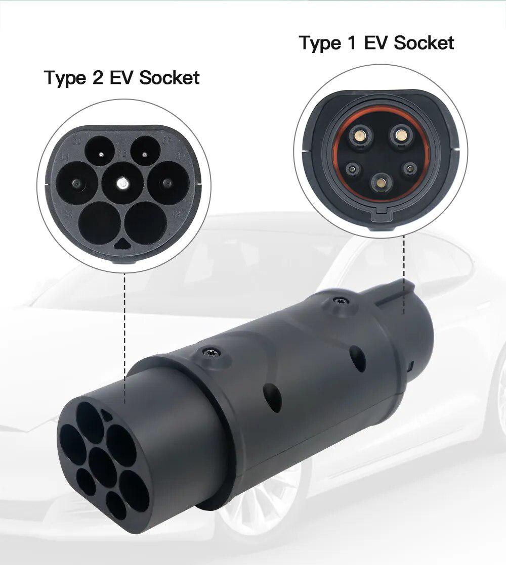 Переходник зарядки Feyree Type2 IEC 62196 to Type1 J1772 32A 250V (00-00021960) - фото 2