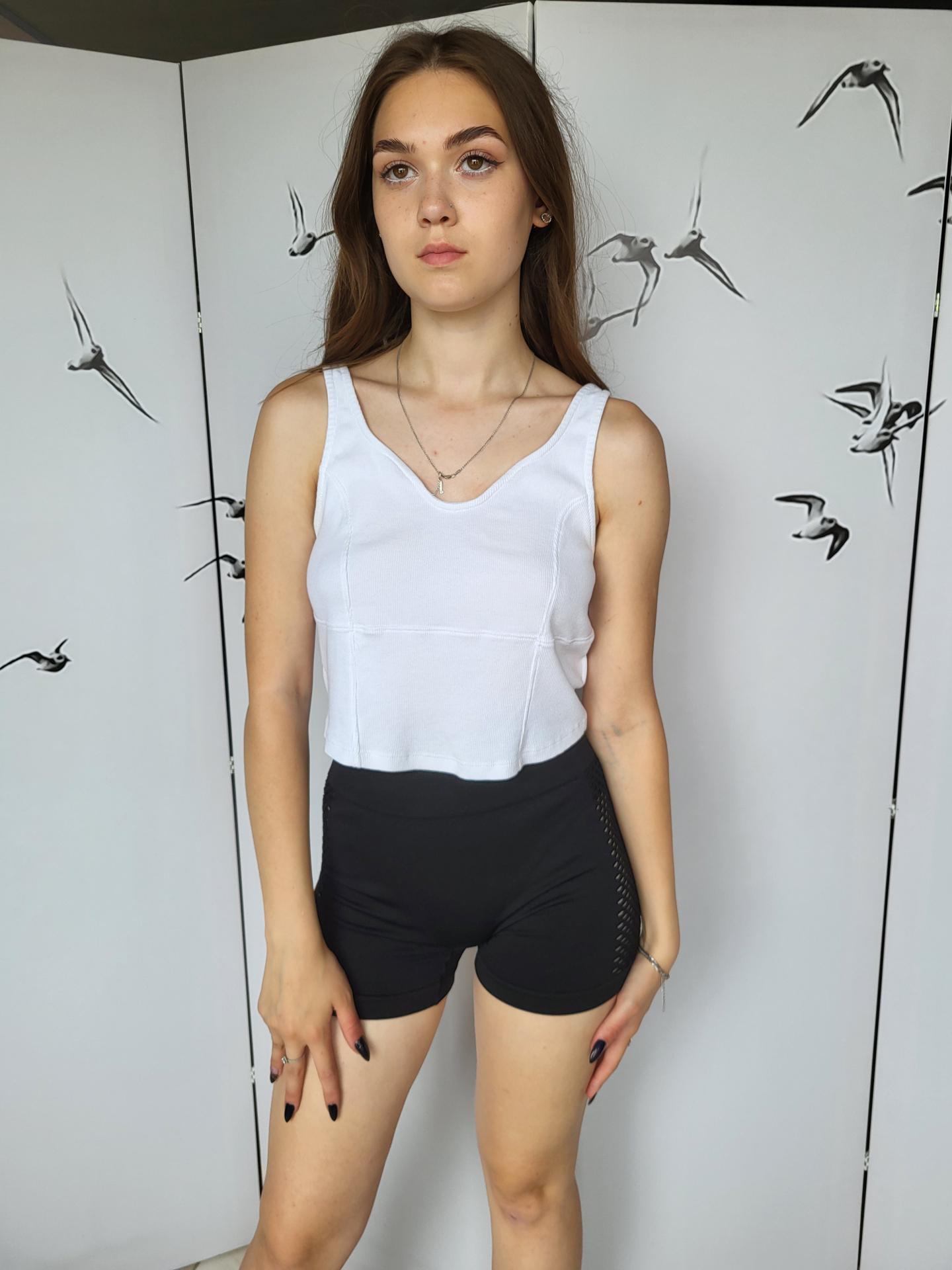 Топ у рубчик з імітацією корсету стрейчевий Only L Білий (11189)