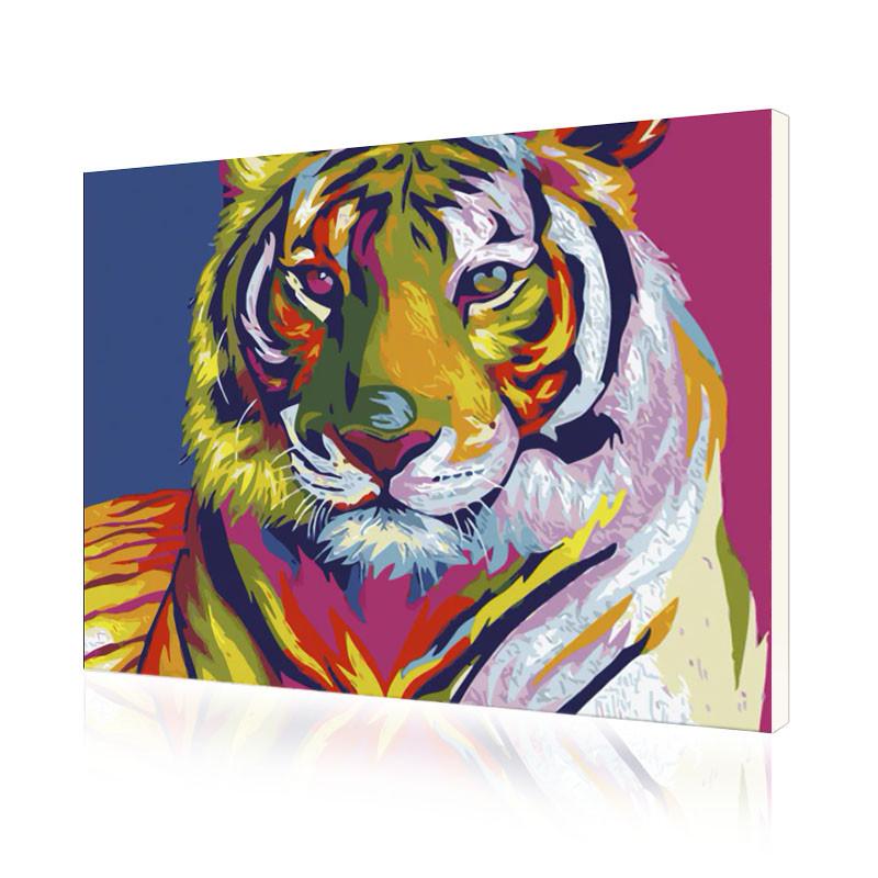 Картина по номерам Lesko E-506 "Радужный Тигр"